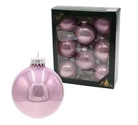 Dekohelden24 Lauschaer Lot de 8 Boules de Noël en Lilas Brillant avec Couronne argentée Diamètre env. 7 cm