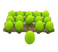 Dekohelden24 Lot de 15 bougies d'œufs de Pâques - Vert uni - Dimensions H x Ø 6,5 x 4 cm