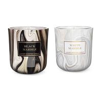 Dekohelden24 Lot de 2 bougies parfumées - Photophore - En verre - Parfum marbre blanc et noir Marble, L/l/h 8,5 x 8 x 8,5 cm, 150 g par bougie