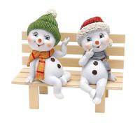 Dekohelden24 Lot de 2 Enfants enneigés avec Bonnet et écharpe en Rouge/Vert comme siège de Bord - L/l/H par Figurine : 6,5 x 6,5 x 12 cm, 12 cm