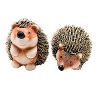 Dekohelden24 Lot de 2 Figurines XL en céramique - Hérisson de Jardin - avec Fourrure - Marron - Dimensions : Environ 17 x 11 x 9 cm