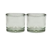 Dekohelden24 Lot de 2 photophores en Verre Transparent - Simples et élégants - Dimensions : H x Ø env. 5,5 x 6 cm