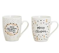 Dekohelden24 Lot de 2 Tasses à café en Porcelaine avec Inscription « Merry Christmas » - Capacité : 300 ML - Dimensions (L x l x H) : 8 x 12 x 10 cm - Blanc - 10 cm