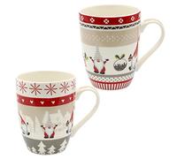 Dekohelden24 Lot de 2 tasses de Noël en porcelaine - Motif lutin - 8 x 12 x 10 cm - Capacité : 340 ml.
