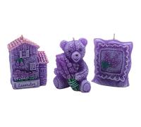 Dekohelden24 Lot de 3 bougies parfumées à la lavande - 5 x 3 x 7,5 cm