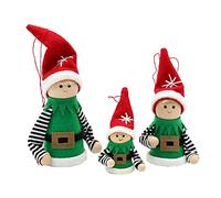 Dekohelden24 Lot de 3 lutins de Noël en Feutre/Textile - Décoration d'arbre de Noël - Taille Entre 5 et 12 cm.