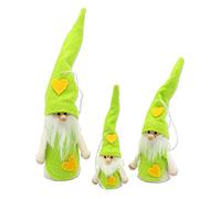Dekohelden24 Lot de 3 Nains en Feutre/Textile comme décoration d'arbre/Pendentif en Vert, de 10 à 21 cm.