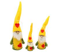 Dekohelden24 Lot de 3 Nains en Feutre/Textile - Décoration d'arbre - Jaune - De 10 à 21 cm.