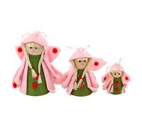 Dekohelden24 Lot de 3 poupées en Feutre à Poser ou à Suspendre, Robe et Ailes de Papillon, 3 Tailles différentes de 5 à 10 cm, Rose Papillon