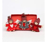 Dekohelden24 Lot de 3 poupées en Feutre Ange avec Bonnet en Tricot - Dimensions (L x l x H) : 1,5 x 5 x 8 cm.
