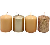Dekohelden24 Lot de 4 bougies piliers, pour couronne de l'Avent, bougies de table, en bloc - Bronze/beige/cappuccino - Contenu de la livraison : 5 x 5 x 7 cm (L x l x H)