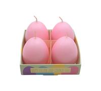 Dekohelden24 Lot de 4 bougies œufs de Pâques - Rose pastel - Dimensions (H x Ø 6,5 x 4 cm)