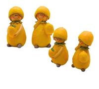 Dekohelden24 Lot de 4 Figurines de Jardin en céramique Jaune en Forme de Citron - 4 x 4 x 6 cm