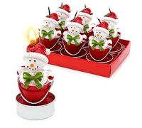 Dekohelden24 Lot de 6 Bonhomme de Neige dans Un Seau - Dimensions de Chaque Bougie (L x l x H) : 4 x 4 x 7 cm, 7 cm.