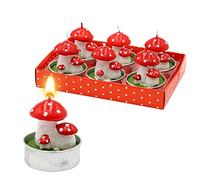 Dekohelden24 Lot de 6 Bougies Champignons Chanceux - Dimensions : 3 x 4 x 3 cm - 3 cm