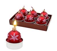 Dekohelden24 Lot de 6 boules de Noël - Boules de Noël en rouge, dimensions de chaque bougie chauffe-plat (L x l x H) : 4 x 4 x 5 cm.