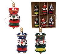 Dekohelden24 Lot de 6 décorations pour Arbre en Bois Motif carrousel env. 6 cm