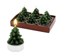 Dekohelden24 Lot de 6 sapins verts - Dimensions de chaque bougie chauffe-plat (L x l x h) : 4 x 4 x 5,5 cm, 5,5 cm