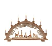 Dekohelden24 Lot de 7 arcs en Bois flambés Motif Cerfs dans la forêt avec Arbres sculptés, env. 57 x 9 x 38 cm, 38 cm