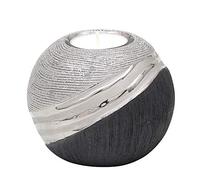 Dekohelden24 Photophore moderne et élégant en céramique - Gris argenté - 10 cm - 1 Unité