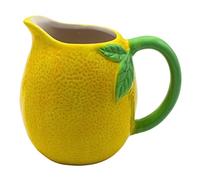 Dekohelden24 Pichet à limonade, carafe, carafe, pichet à eau, carafe à citron, pichet citron en céramique, en jaune/vert L/l/H 16 x 18 x 13 cm.