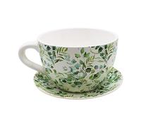 Dekohelden24 Pot de Fleurs avec poignée en céramique, Motif vrille, L/H 25 x 23 x 14 cm.