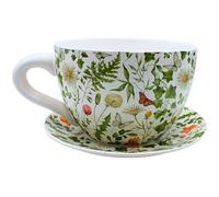 Dekohelden24 Pot de Fleurs XXL avec poignée en céramique Motif magérite 34 x 28 x 16 cm