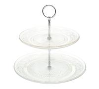 Dekohelden24 Présentoir à gâteaux en verre à 2 étages Argenté 25 x 25 cm