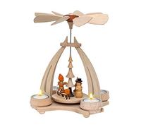 Dekohelden24 Pyramide de table décorative en bois haute qualité Artisanat des monts Métallifères env. 24 cm, Bois, Weihnachtsfiguren, Pyramide "Weihnachten"