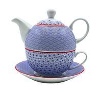 Dekohelden24 Service à thé en porcelaine, ensemble Tea for one, carafe de service pour le thé, théière, service à thé, tasse à thé avec théière, ensemble de théières rétro avec tasse à thé en