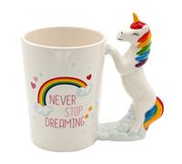 Dekohelden24 Tasse à café en céramique Motif arc-en-ciel avec poignée licorne - Dimensions : env. H x Ø : 11 x 8 cm - Capacité : 400 ml