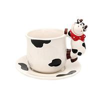 Dekohelden24 Tasse en céramique avec Vache Assiette, env. 14 x 14 x 12 cm, 12