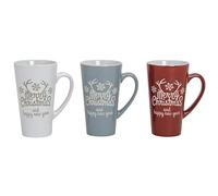 Dekohelden24 Tasse XXL en céramique avec Inscription « Merry Christmas » - Blanc - Dimensions (L x l x H) : 8 x 11 x 15 cm - Capacité : 350 ML - Gris/Rouge - 15 cm
