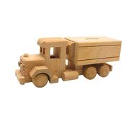 Dekohelden24 Tirelire en Bois Mobile Durable - Tirelire en Tant Que Camion, Camion nostalgique - Tirelire pour Enfants, Camion, camionnette, Camion Nostalgie en Bois de hêtre, L/l/H 25 x 8 x 9 cm.
