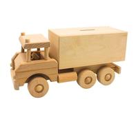Dekohelden24 Tirelire en Bois Mobile Durable - Tirelire en Tant Que Camion XXL - Camion - Tirelire pour Enfants Camion - Grande Tirelire en Bois - Camion, L/l/H 30 x 11 x 15 cm.