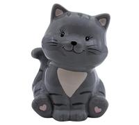 Dekohelden24 Tirelire en Forme de Chat, pour Enfant, en céramique, Grise, 10 x 12 x 16 cm.