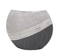 Dekohelden24 Vase décoratif Moderne en céramique - Gris argenté - 25 cm