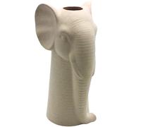 Dekohelden24 Vase éléphant décoratif en céramique - Vase de Table en céramique - Aspect Sable - Blanc - 12 x 13 x 25 cm