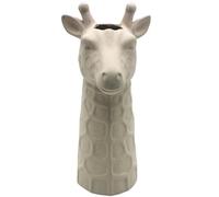 Dekohelden24 Vase Girafe décoratif en céramique avec tête de Girafe Finition Sable Blanc 14 x 12 x 26 cm