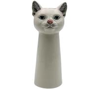 Dekohelden24 Vase tête de Chat décoratif en céramique avec Surface lasurée Blanc 15 x 11 x 28 cm
