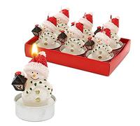 Dekohelden24 W-10027748 Lot de 6 bougies chauffe-plat avec lanterne Motif bonhomme de neige 4 x 4 x 7 cm