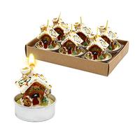 Dekohelden24 W10024722 Lot de 6 bougies chauffe-plat Motif maison en pain d'épice enneigé 4 x 4 x 5 cm