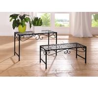 Dekoleidenschaft 2X Banc pour Fleurs « Ranken » en métal, Noir, Table pour Fleurs, Table d'appoint, Support pour Plantes