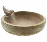Dekoleidenschaft Abreuvoir pour oiseaux, en terre cuite, 32 x 8 cm, aspect antique avec oiseau décoratif, mangeoire, bain à oiseaux, bol d'eau, décoration de jardin pour l'extérieur, mangeoire pour