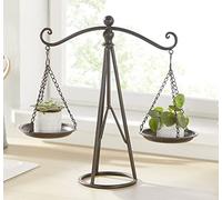 Dekoleidenschaft Balance décorative en métal au look vieilli, double balance rétro avec 2 bols décoratifs, balance d'apothicaire à décorer