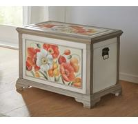 Dekoleidenschaft Coffre de rangement en bois - Motif fleurs - 52 x 32 x 37 cm - Style ferme - Avec couvercle