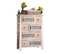 Dekoleidenschaft Commode macramé en bois et textile - 56 x 77 cm - 8 tiroirs - Commode bohème chic - Commode en bois - Commode à tiroirs, commode de couloir, commode de chevet