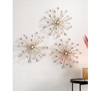 Dekoleidenschaft Décoration murale 3D - Fleur de cristal en métal doré et pierres en verre - Diamètre : 25 cm - Décoration murale en forme de fleurs/étoiles