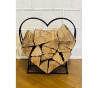 Dekoleidenschaft Étagère à bois de chauffage en forme de cœur en métal laqué noir brillant