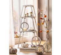 Dekoleidenschaft Étagère emboîtable en bois style shabby chic à 3 niveaux - Blanc - Étagère à marches pour salon